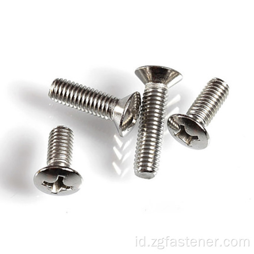 DIN966 Cross Recesed Half Countersunk Screws M5 dengan ujung biasa